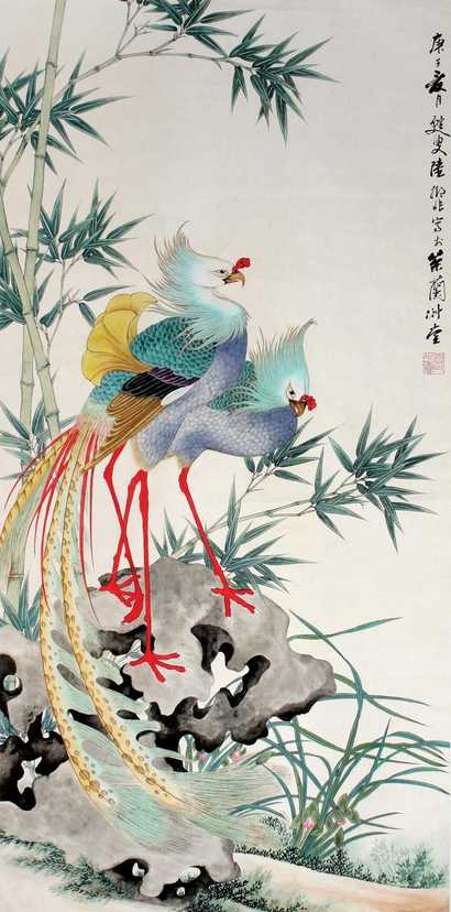 陆抑非 花鸟 立轴
